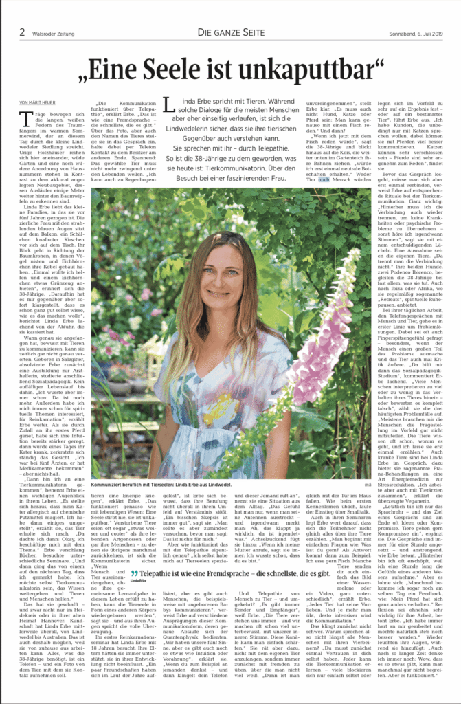 Tierkommunikation Zeitungsartikel